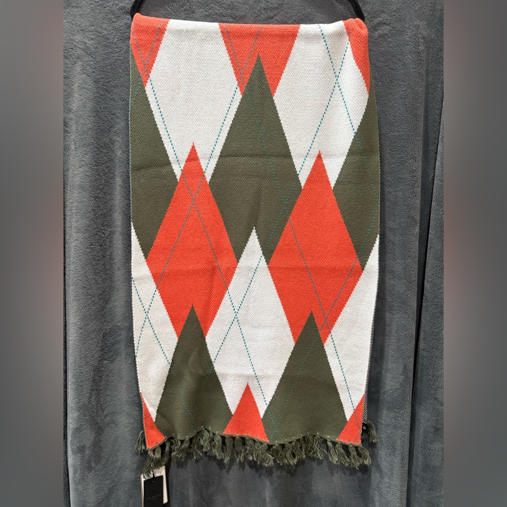 Ted Baker Orange and Green Argyle Scarf